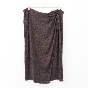Mango Brown Black Animal Print Faux Wrap Skirt Size 1X
